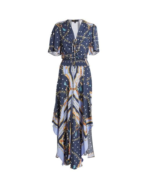 Maje Blue Scarf Print Maxi Dress