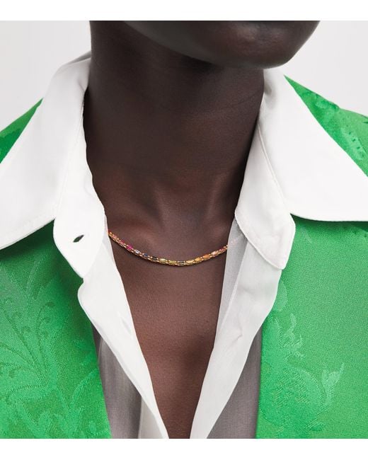 Suzanne Kalan Metallic And Sapphire Bold Linear Tennis Necklace