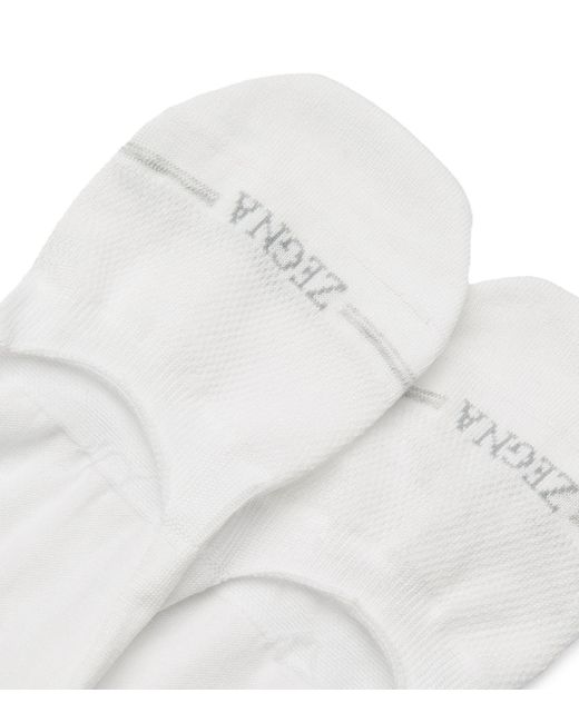 Zegna White Stretch-cotton Logo Ankle Socks for men
