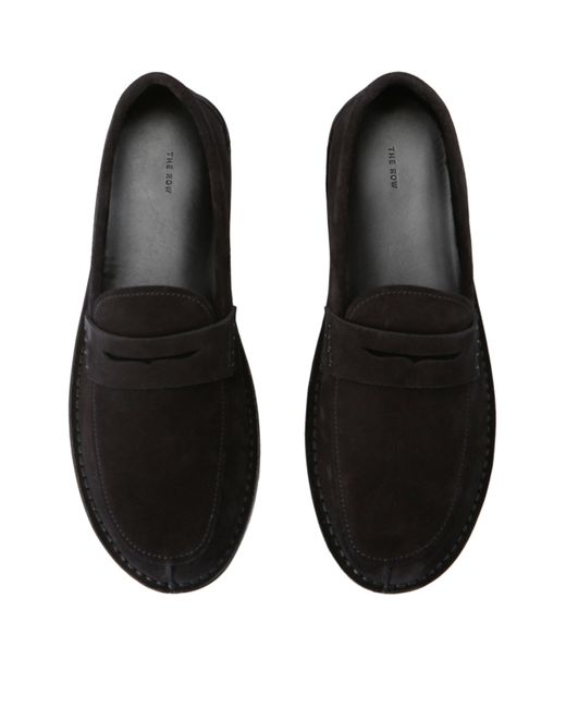 The Row Black Cary Leather Loafers for men