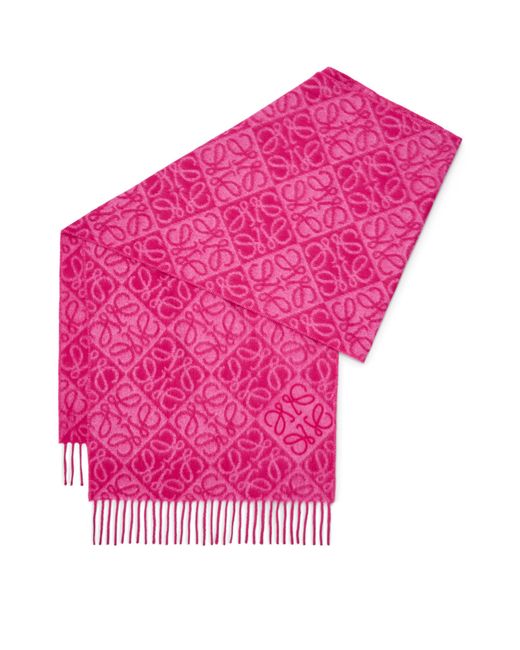 Loewe Pink Wool-Cashmere Anagram Scarf