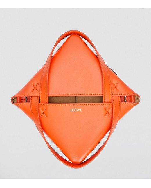 Loewe Orange Mini Leather Puzzle Fold Tote Bag