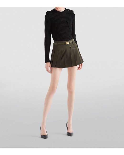Green wool mini skirt cheap
