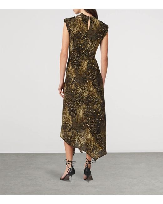 AllSaints Green Persia Midi Dress