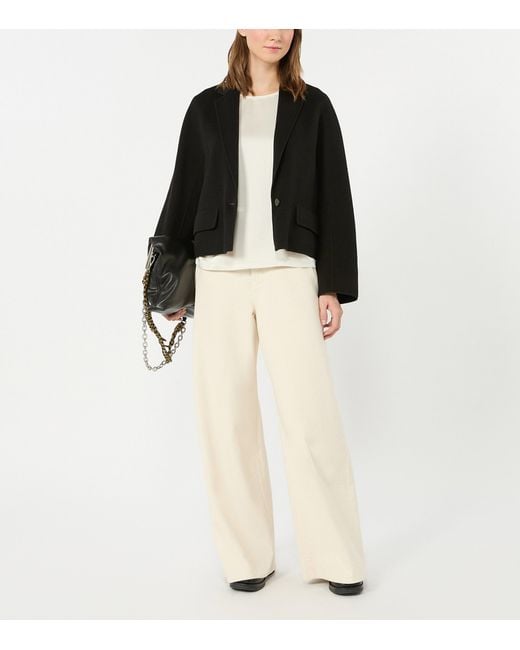 Weekend by Maxmara White Satin Short-Sleeve Blouse