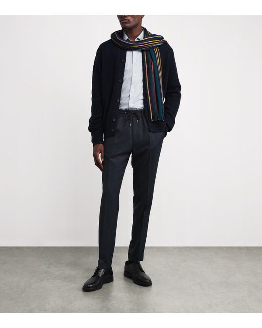 Paul Smith Blue Wool Drawstring Trousers for men