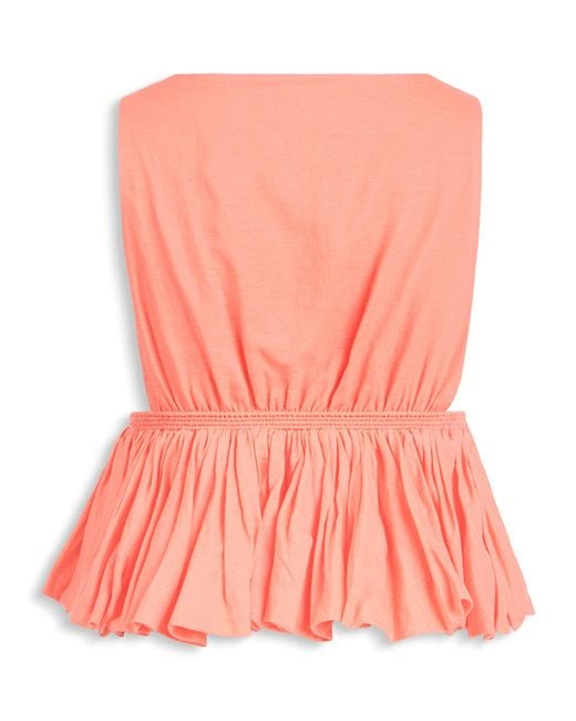 Alaïa Pink Cotton-Linen Peplum Top