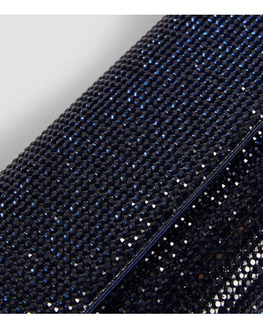 Judith Leiber Blue Satin Crystal-Embellished Perry Clutch Bag