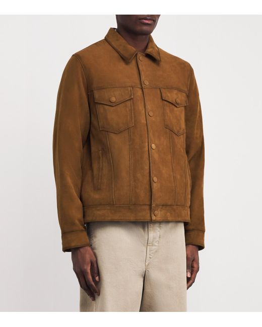 Officine Generale Suede Leonide Trucker Jacket in Brown for Men UK
