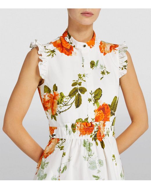 Erdem Metallic Cotton Floral Print Midi Dress
