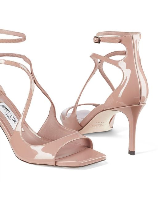 Jimmy Choo Pink Azia 75 Patent Leather Sandals