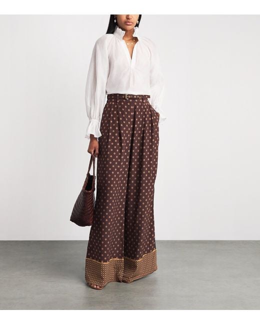 Zimmermann Brown Printed Wide-Leg Trousers