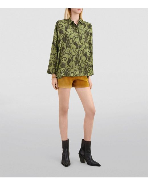 The Kooples Green Oversized Graphic Print Shirt