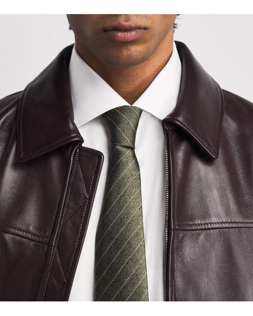Canali White Cotton Herringbone Shirt for men