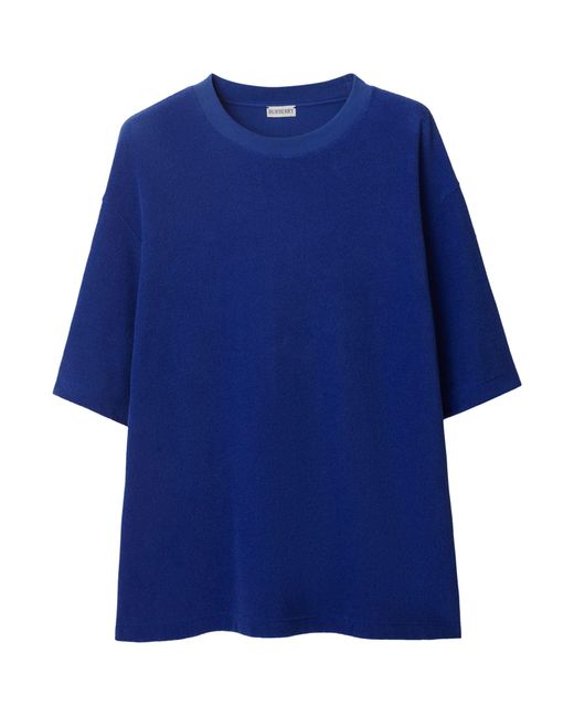 Burberry Blue Cotton Towelling Ekd T-shirt for men