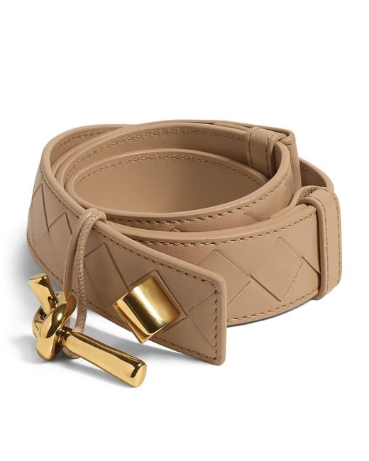 Bottega Veneta Natural Leather Intrecciato Andiamo Belt