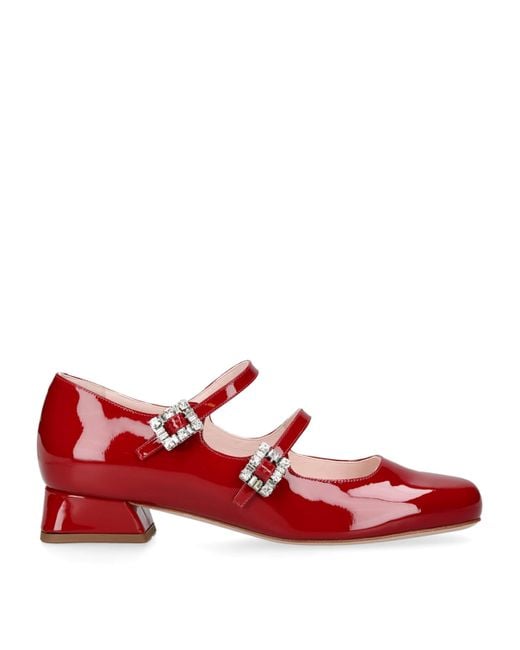 Roger Vivier Red Patent Leather Tres Viv Mary Janes 25
