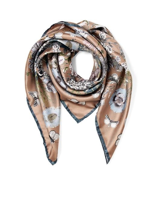 Aspinal Metallic Silk Printed Square Scarf