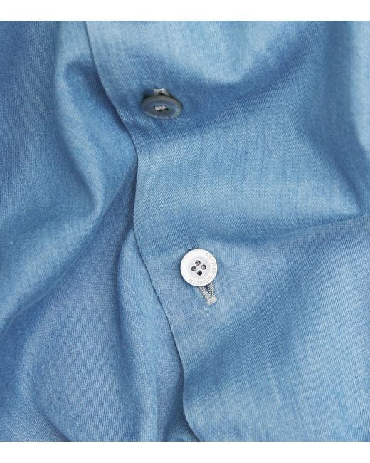 Giorgio Armani Blue Cotton Long-Sleeve Shirt for men