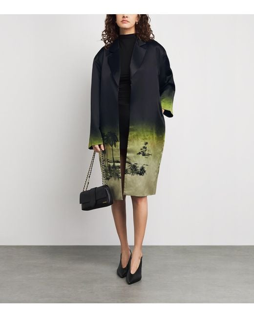 Staud Blue Linen-Silk Jasper Jacket