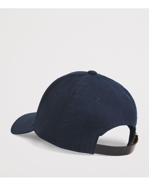 Moose Knuckles Blue Cotton Logo Baseball Cap for men