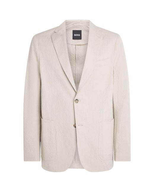 Boss White Seersucker Hanry Blazer for men