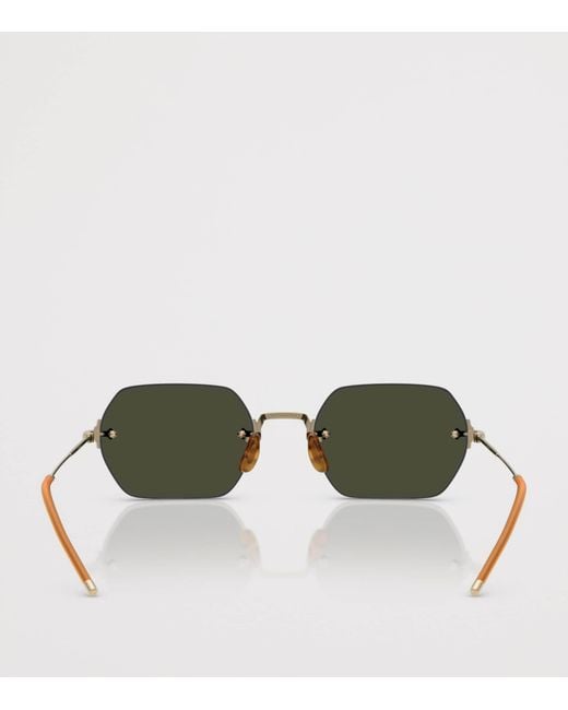 Oliver Peoples Green Titanium Tk-13 Rectangle Sunglasses