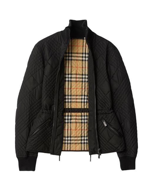 Burberry Black Micro Check-Stitch Wakerley Jacket