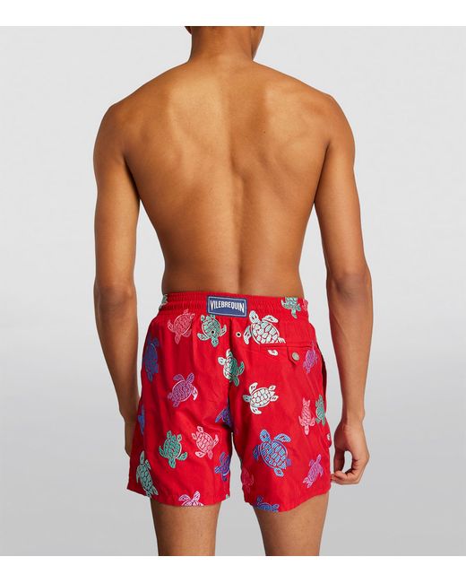 Vilebrequin Red Turtle Print Mistral Swim Shorts for men