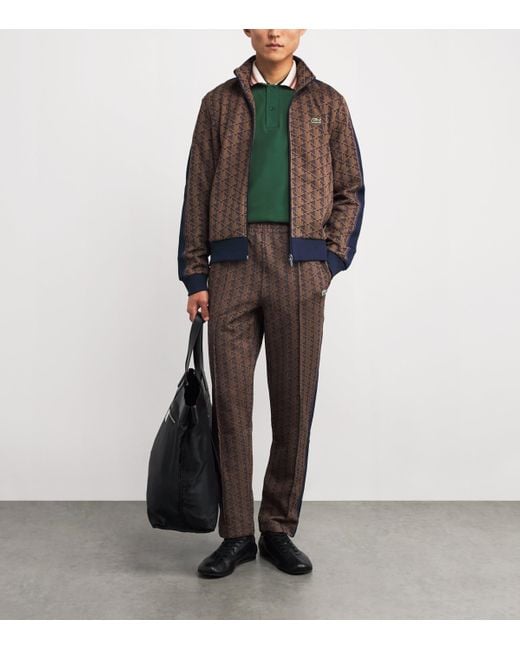 Lacoste Brown Jacquard Logo Track Jacket for men