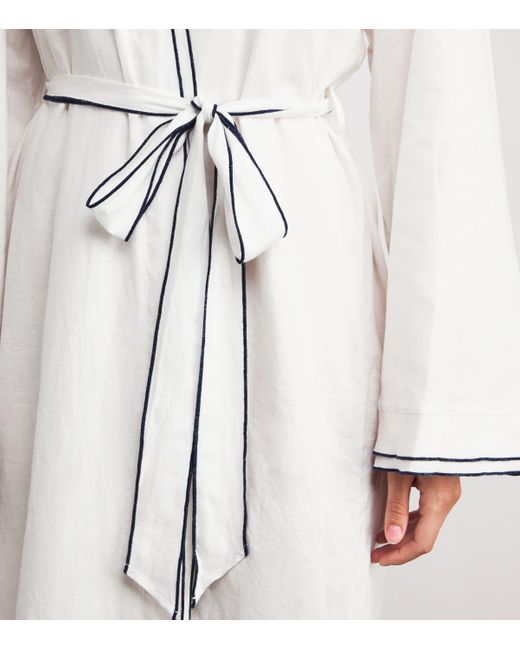 Eberjey White Linen-Blend Robe