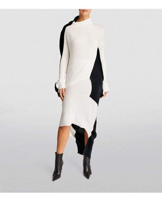 Issey Miyake White Aerate Pleats Midi Skirt