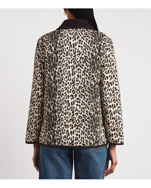Rixo Black Cotton Leopard Earla Quilted Jacket