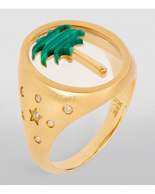 L'Atelier Nawbar Metallic And Diamond Biladi Palm 2.0 Ring