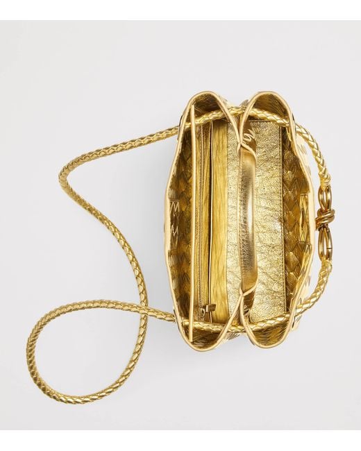 Bottega Veneta Metallic Small Leather Andiamo Top-Handle Bag
