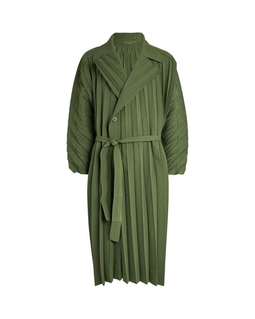Homme Plissé Issey Miyake Green Wide-pleat Overcoat for men