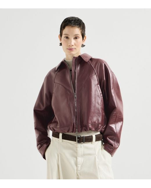 Brunello Cucinelli Purple Nappa Leather Jacket
