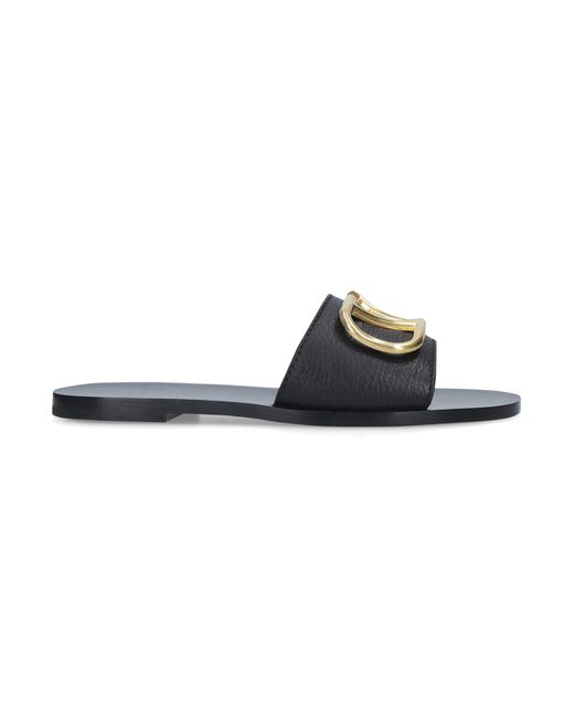 Valentino Garavani Vlogo Signature Slide Sandal In Grainy Cowhide