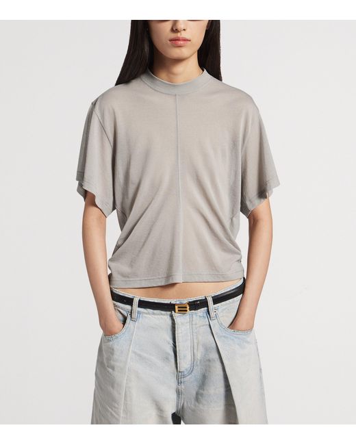 Balenciaga Gray Cotton Transparent T-Shirt
