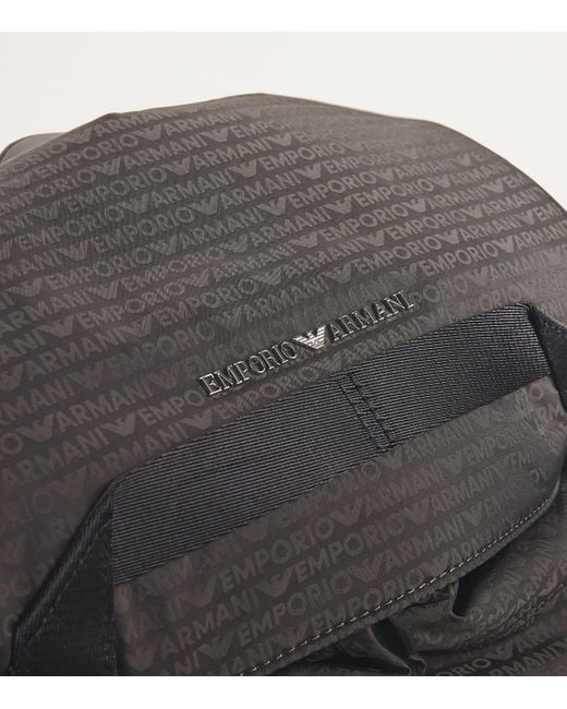 Emporio Armani Black Jacquard Logo Backpack for men