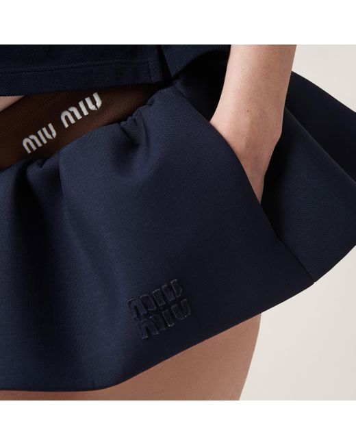 Miu Miu Blue Wool Mini Skirt