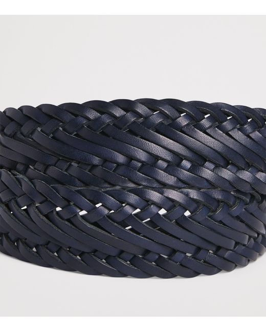 Ralph Lauren Blue Leather Braided Belt for men