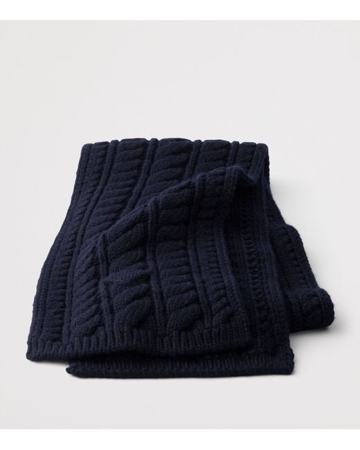 Prada Blue Virgin Wool Cable-Knit Scarf