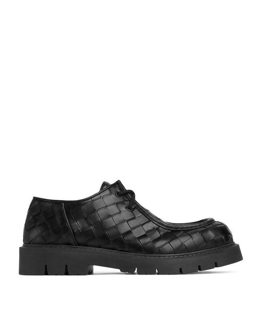 Bottega Veneta Black Leather Haddock Lace-Up Shoes for men