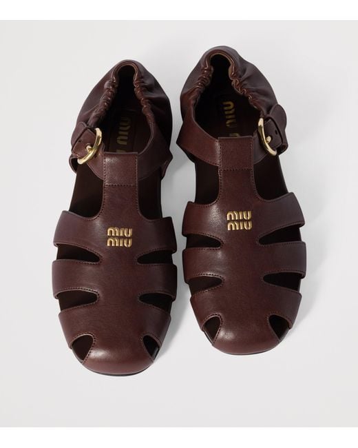 Miu Miu Brown Nappa Leather Fisherman Sandals