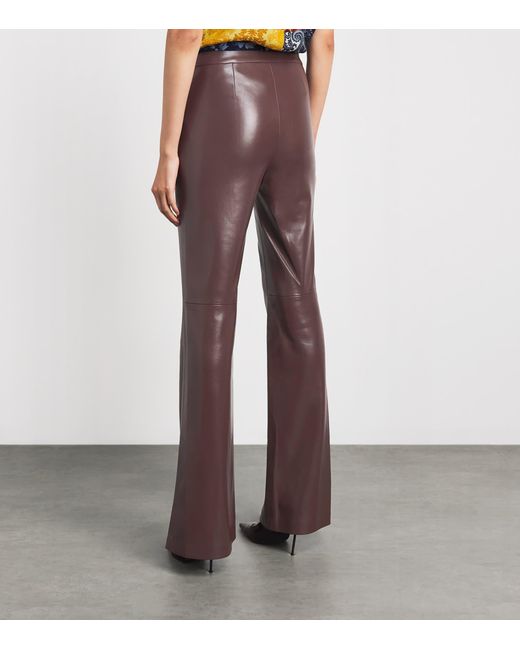 Alice + Olivia Brown Faux Leather Lace-Up Ravyn Trousers
