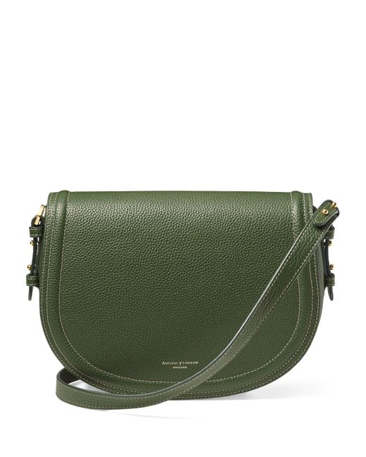 Aspinal Green Large Leather Stella Cross-Body Satchel