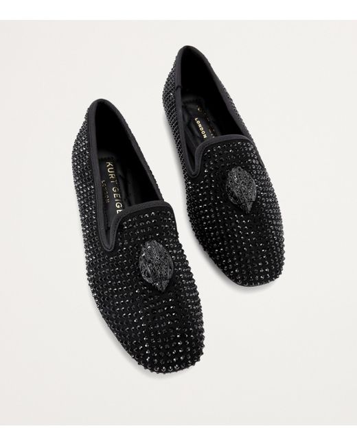 Kurt Geiger Black Embellished Kensington Eagle Loafers