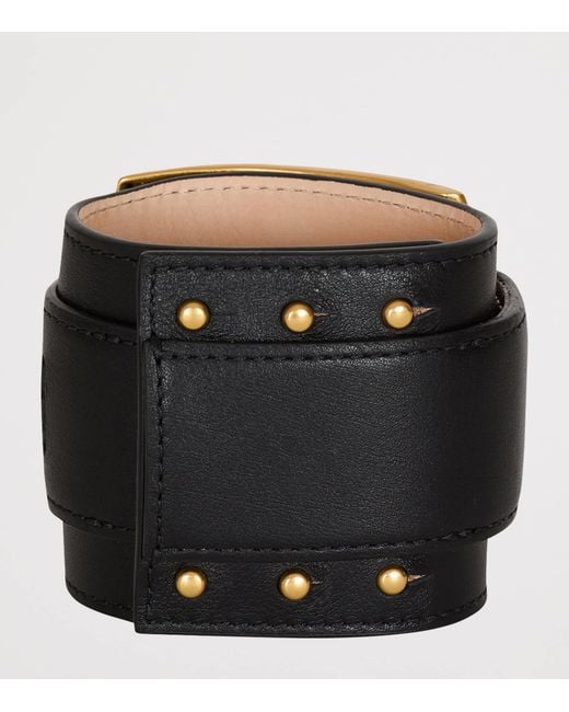 Balmain Black Leather Anthem Bracelet