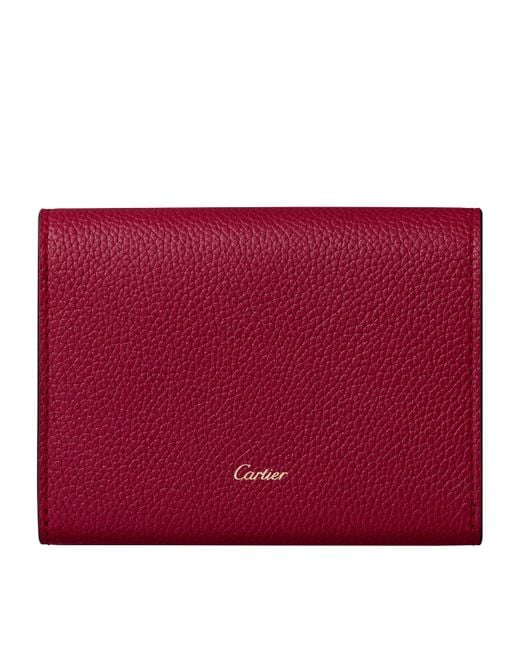 Cartier Red Mini Leather Panthère De Wallet